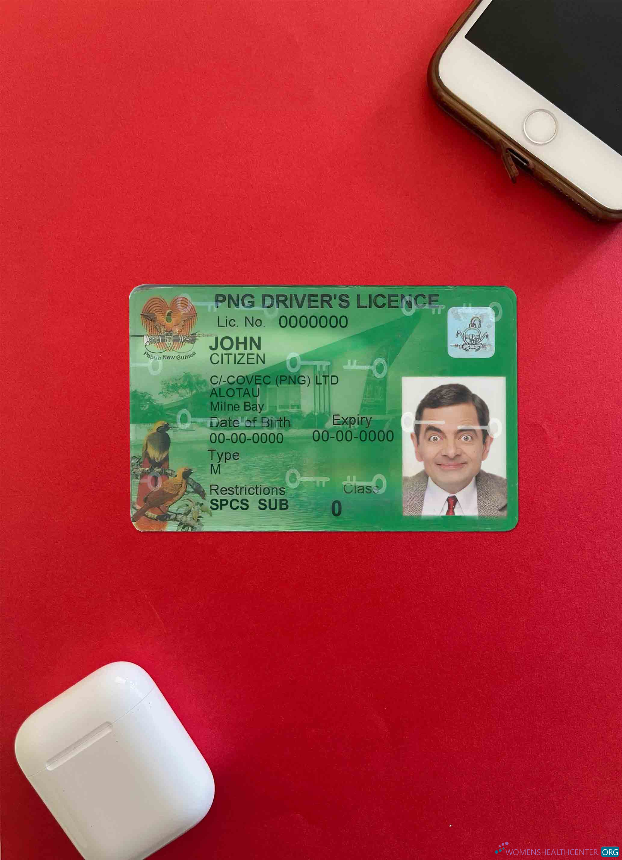 Papua New Guinea driving license template in PSD format, 2020 – present photolook FRONT